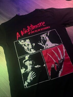 A Nightmare on Elm Street Black Graphic Tee - Horror Movie Design